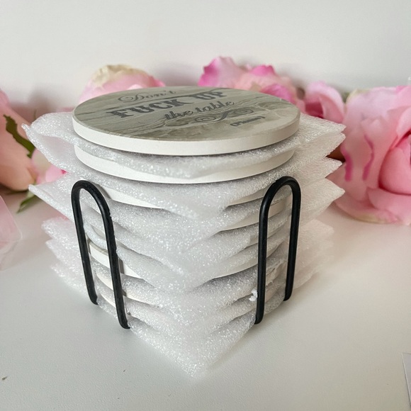 Funny coaster set with holder - Picture 2 of 7